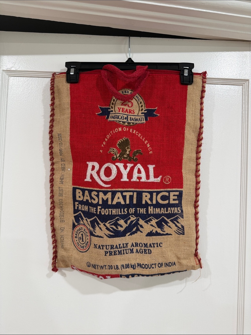 Royal Basmati Rice Sack farmers market bag - Red & Natural